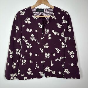 Max‎ Mara Weekend Purple Floral Blazer Jacket Size 10